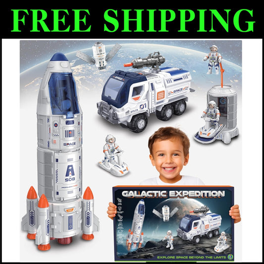 Durable Space Shuttle Toy for Kids - Rocket Playset with Lights & Sound Effects