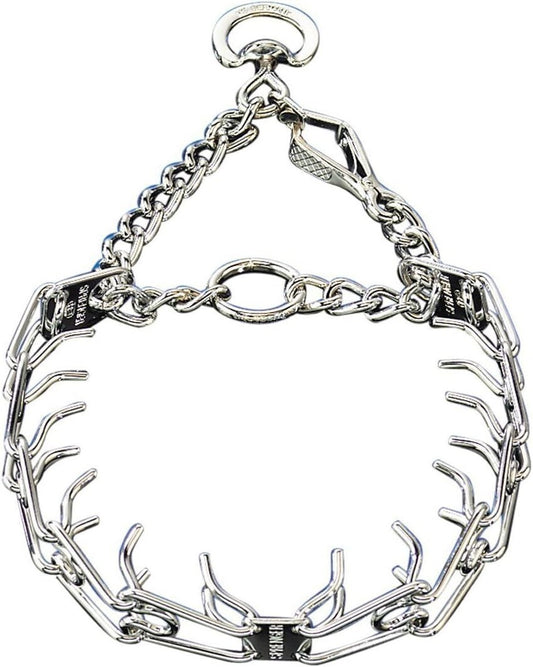 Chrome Plated Steel Prong Collar 23in with Quick Release for Large Dogs