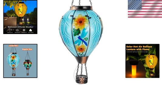 Colorful Solar Hot Air Balloon Garden Light with Flame for Magical Ambiance