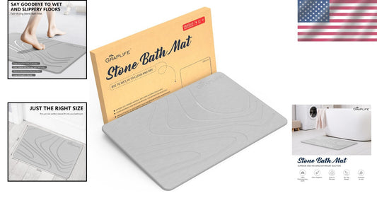 Diatomaceous Earth Quick-Dry Bath Mat - Stylish Non-Slip Shower Rug 1'3" x 1'11"