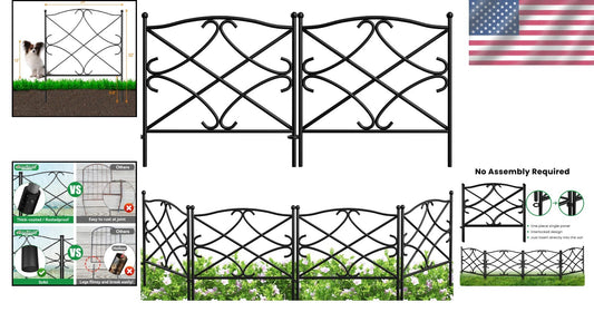 5-Panels Decorative Metal Garden Fence Set - 32in High, Rustproof Barrier