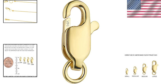 Versatile 4k Yellow Gold Lobster Clasp - Small, Lightweight for Easy Crafting