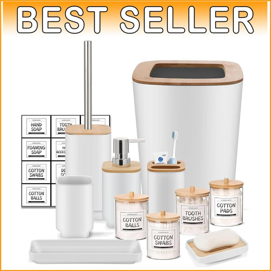 Durable Plastic 11-Piece Bathroom Accessory Set - Perfect Housewarming Gift