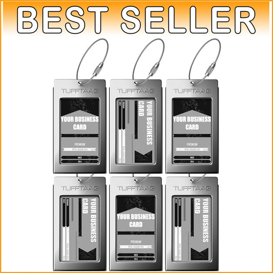 6-Pack Durable Stainless Steel Luggage Tags - Stylish Business Card Holders