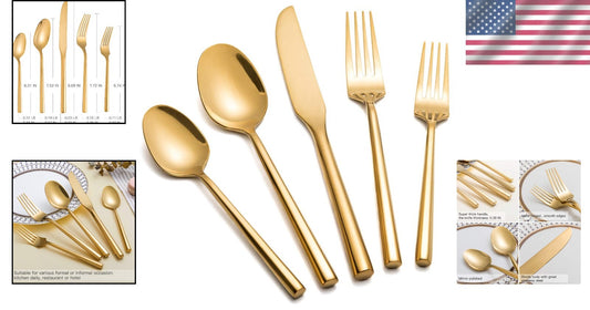 Modern Gold Flatware Set - 40-Piece Stainless Steel Cutlery for Perfect Dining