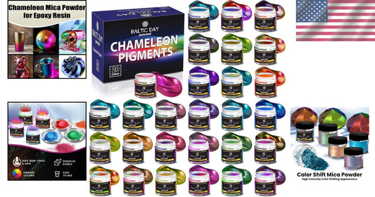 All-In-One Chameleon Mica Powder Set - 28 Stunning Colors for Multipurpose Use