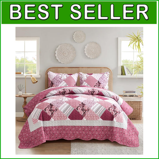 Elegant Floral King Bedspread Set - Lightweight & Hypoallergenic, 3-Piece