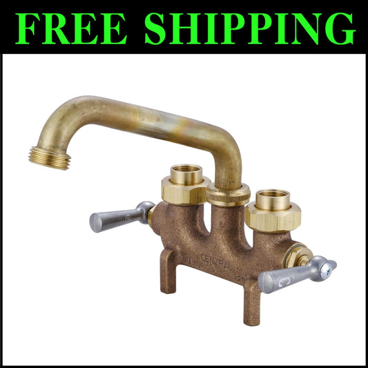 Antique Brass Wall-Mounted Laundry Faucet with Long Reach and ADA Compliance