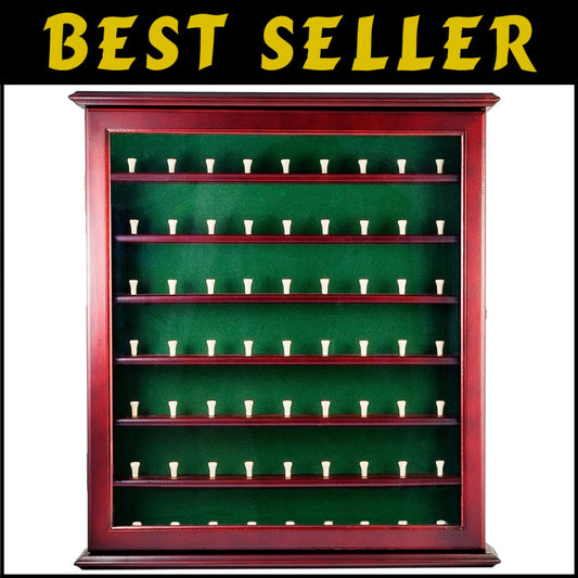 Elegant Mahogany Ball Cabinet with Acrylic Door - Wall Mount for 63 Golf Balls