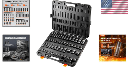 Comprehensive 59 Piece Socket Set - SAE & Metric Impact Tools, Easy Storage Case