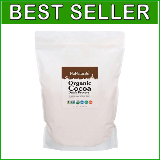 5lb Premium Organic Cocoa Powder - Dutch Process for Smooth Drinks & Bakes