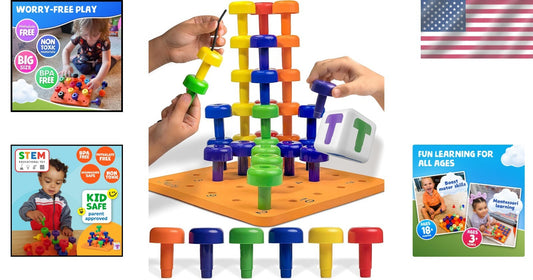 33-Piece Montessori Sensory Pegboard Set - Develop Fine Motor Skills for Kids 2+
