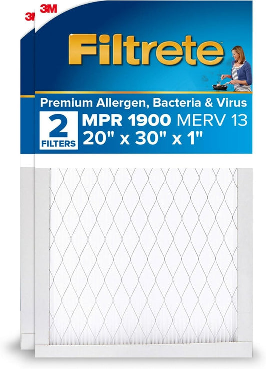 Electrostatic 20x30x1 Filter - 3-Month Premium MERV 13, 2-Pack for Home HVAC