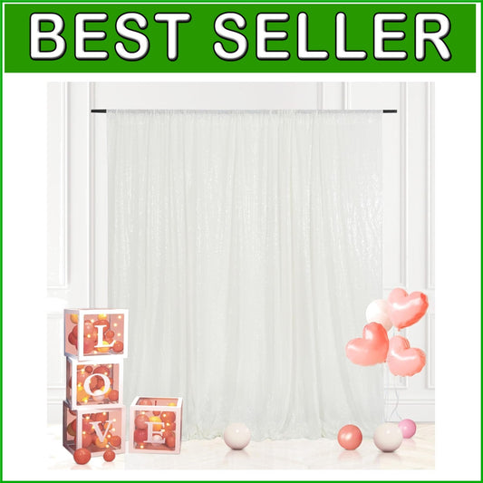 Elegant 8x8 Ft White Sequin Background - Ideal for Birthday & Wedding Decor