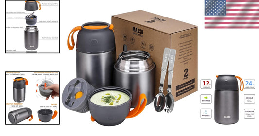 Durable Insulated Soup Jars - Lightweight, Scratch-Resistant Food Storage Duo