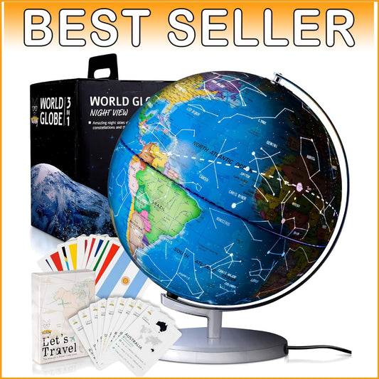 9" Illuminated Kids World Globe - Interactive STEM Learning and Nightlight