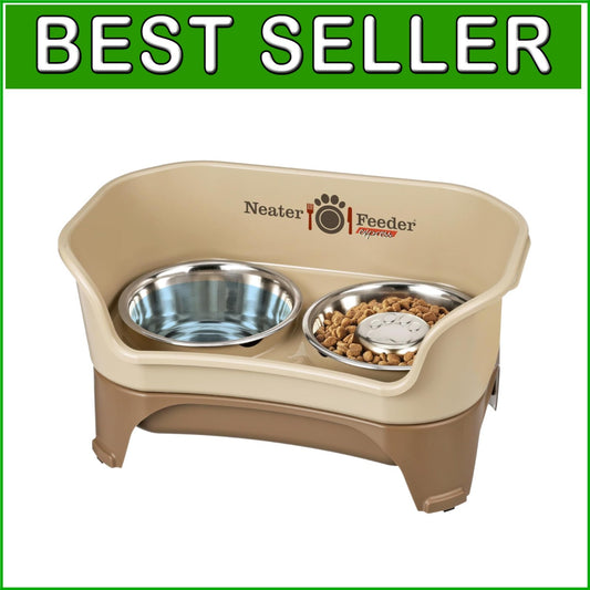 Dishwasher Safe Elevated Dog Feeder with Slow Feed Bowl and Spill Proof Design