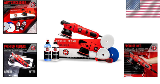 9mm Dual Action Car Polisher Kit with Polish & Compounds for Flawless Detailing