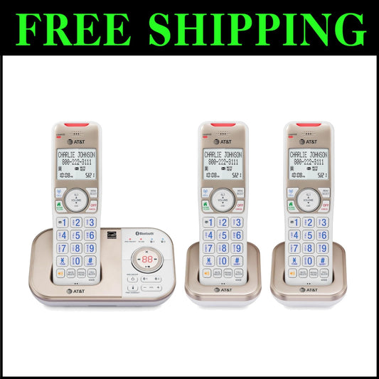 Champagne Gold/White Cordless Phone with Intercom and Digital Answering System