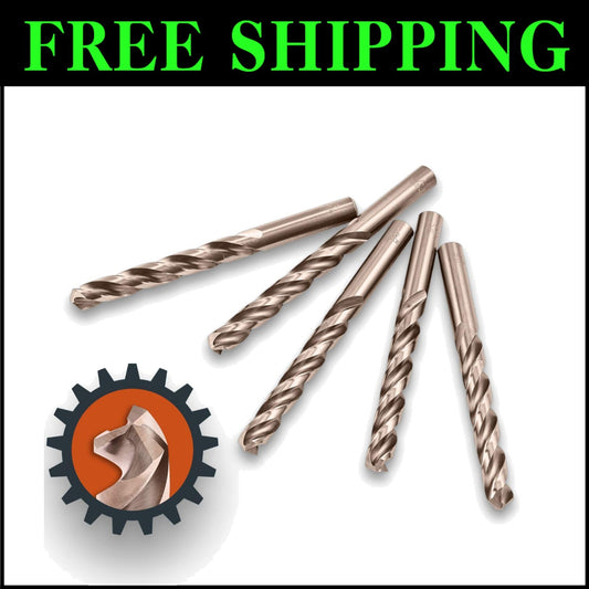 Premium 1/2-Inch HSS Cobalt Drill Bits - 5-Pack for Heavy Duty Performance