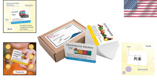 Comprehensive Japanese Flash Cards - 218 Essential Words with Images & Sentences