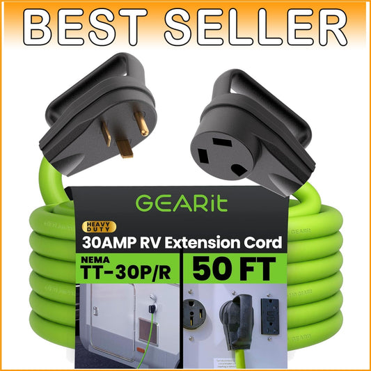 50-Foot Weather-Resistant 30 Amp Power Cord with NEMA TT-30 Connectors