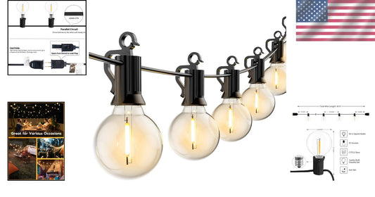50FT Waterproof LED String Lights - 52 Shatterproof Bulbs for Outdoor Elegance