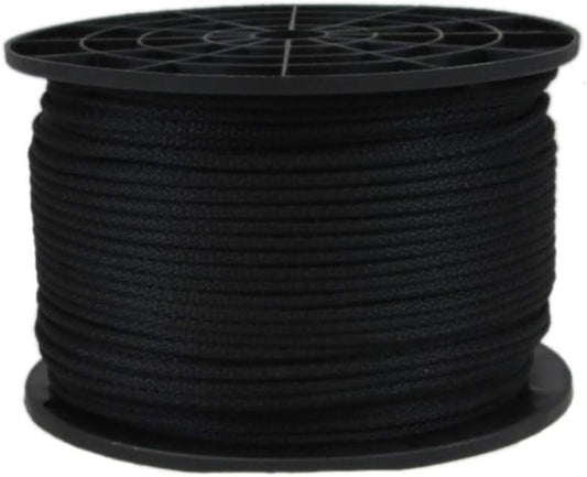 1/8 Inch Black Polyester Rope - 500ft Solid Braid for Durability and Versatility