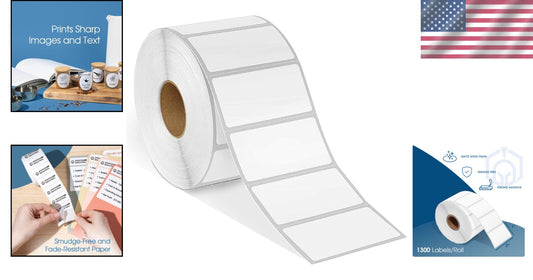 10 Rolls of 2" x 1" Perforated Thermal Labels - Eco-Friendly & Clear Printing