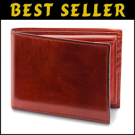 Full Grain Leather Wallet for Men - Slim Design with ID Passcase & Cognac Color