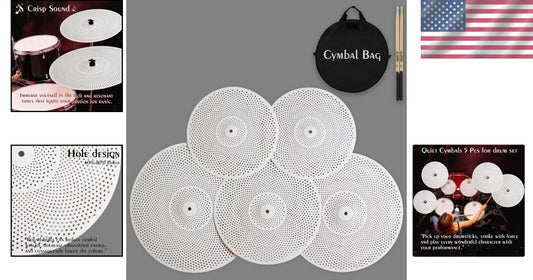 Professional 5-Piece Cymbal Set with Polished Finish - Low Noise for All Levels