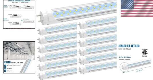 12-Pack 4FT T8 LED Tube Lights, Bright 3000LM, Daylight 5000K, Ballast Bypass