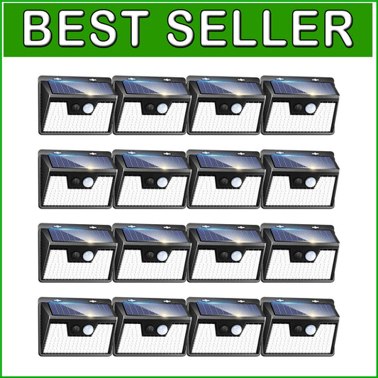 16 Pack Solar Powered Motion Sensor Lights, 140 LEDs - IP65 Waterproof Security