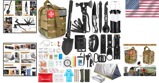 Ultimate 250 Piece Survival Kit with First Aid & Emergency Tent for Outdoorsmen