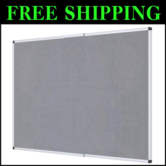 Luxury Gray Felt Bulletin Board, 72" x 48" - Self-Healing with Aluminum Frame