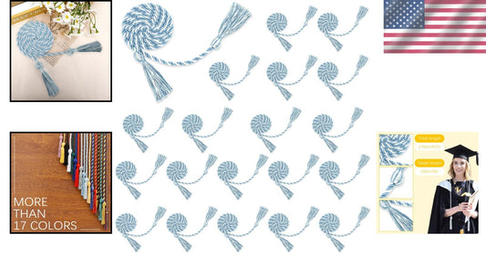 67” Sky Blue & White Graduation Honor Cords (20pcs) - Essential for Graduates