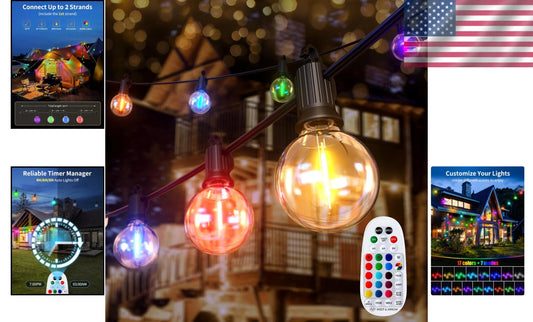 Vibrant RGBW Patio Lights - 58FT Waterproof String Lights for Memorable Events