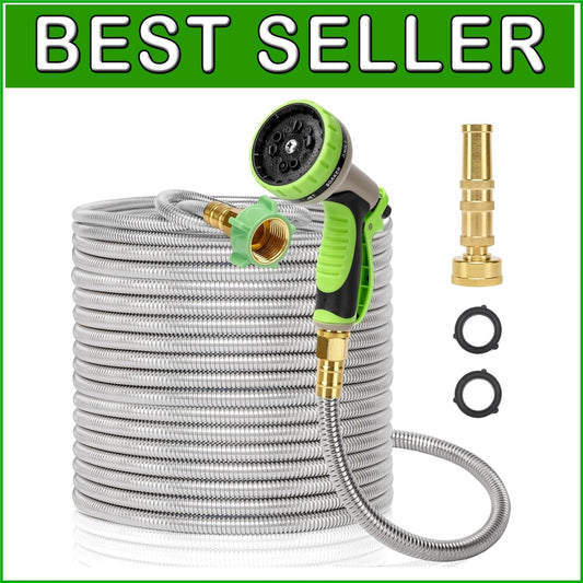 75 FT Long Metal Hose: Kink-Free, Leak-Proof with 10-Function Sprayer Included