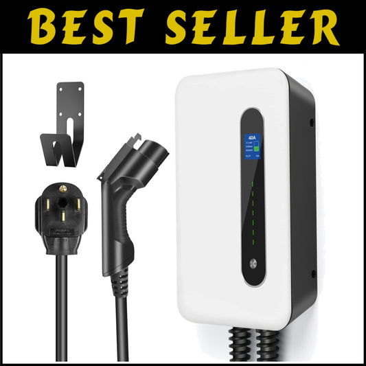 Durable 40A EV Charging Station - 9.6KW, Indoor/Outdoor, 20ft Cable Included