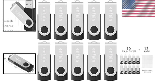 Customizable 64GB USB 3.0 Flash Drives - 10-Pack with 90MB/s Transfer Speed