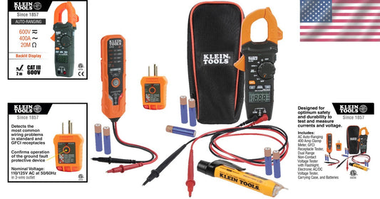 Comprehensive Voltage Testing Kit with Clamp Meter, LED Flashlight & GFCI Tester