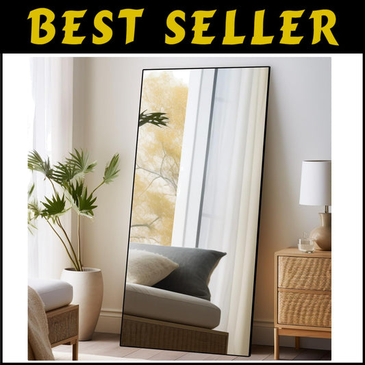 Elegant 71" x 32" Art Deco Full-Length Mirror - Tempered Glass & Aluminum Frame