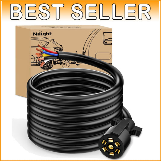 Corrosion Resistant 16ft Trailer Cord with 7-Way Plug for Safe Towing Adventures