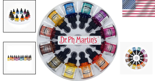 Artistic Bombay India Ink Collection - 12 Vibrant Colors for Watercolor & More