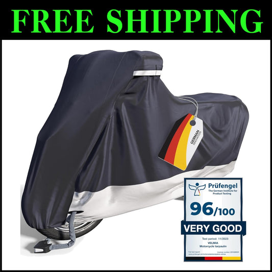 Breathable Waterproof Motorcycle Cover - Easy Fit & Reinforced Security Openings