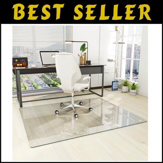 Rounded Edge 46" x 55" Tempered Glass Chair Mat - Ultimate Carpet Protection