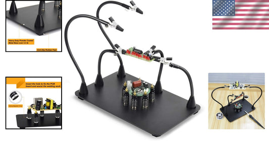 Versatile DIY Soldering Station: 5 Arms with Secure Alligator Clips and Holders