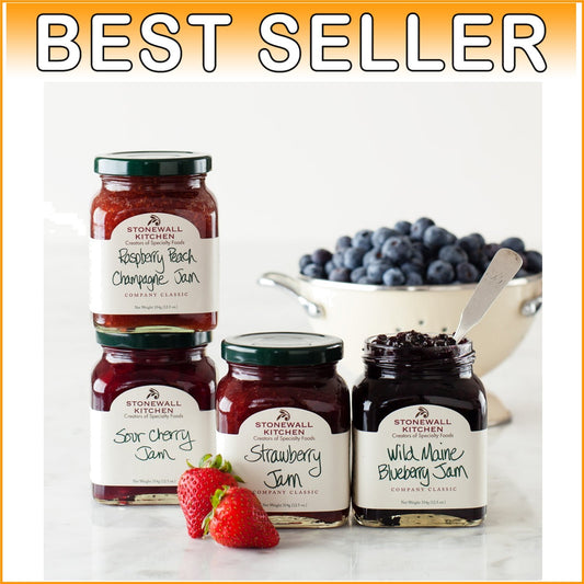 Gourmet 4-Piece Jam Collection: Raspberry Peach, Strawberry & More Delights