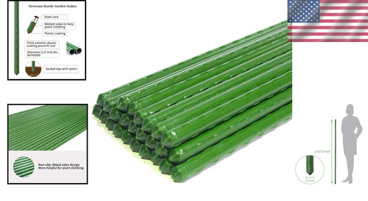 50 Pack of Heavy-Duty 6ft Plant Stakes for Strong Tomato and Climbing Support
