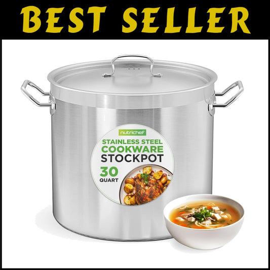 Durable 30 Quart Heavy Duty Stockpot - Perfect for Large Family Gatherings